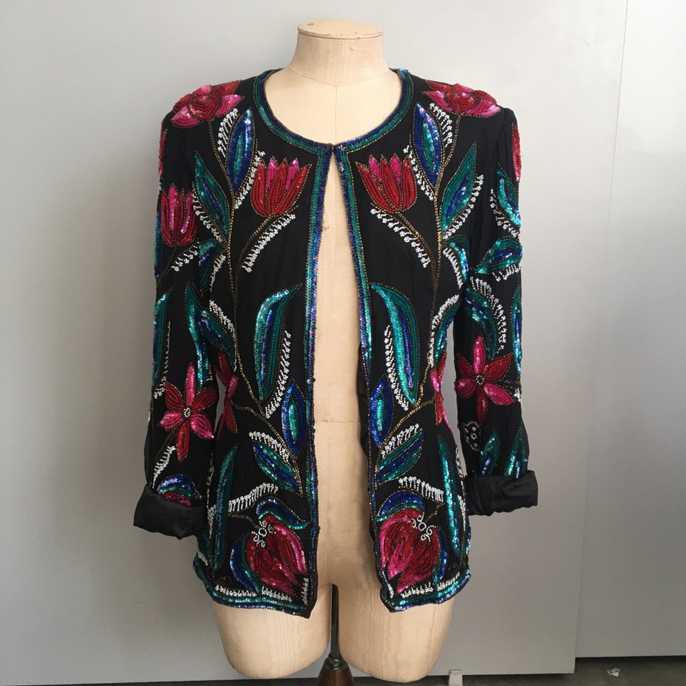 Vintage Tulip Sequin Cardigan